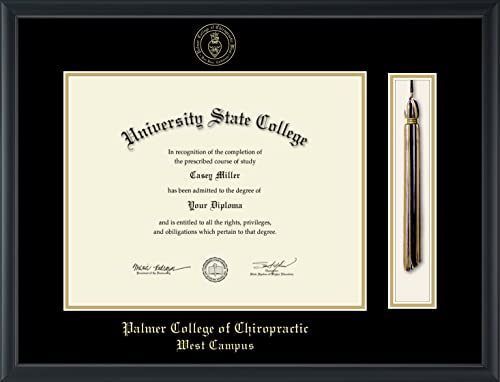 Palmer College of Chiropractic West Campus - Officially Licensed - Gold Embossed Tassel Diploma Frame - Document Size 14" x 11"