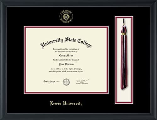 Lewis University - Officially Licensed - Gold Embossed Tassel Diploma Frame - Document Size 10" x 8"