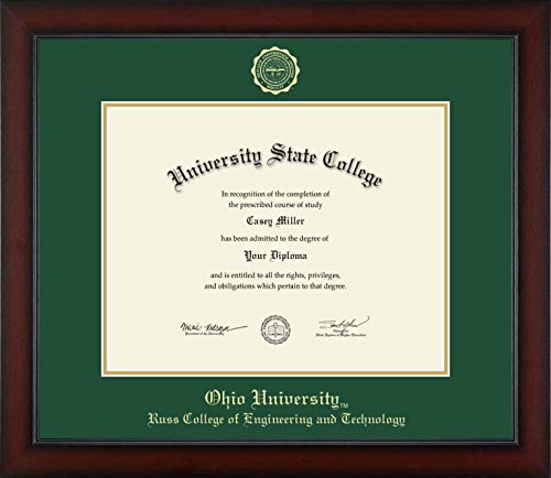 Ohio University Russ College of Engineering and Technology - Officially Licensed - Bachelor's/Master's - Gold Embossed Diploma Frame - Document Size 14" x 11"