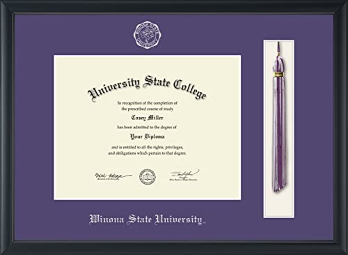 Winona State University - Officially Licensed - Silver Embossed Tassel Diploma Frame - Document Size 11" x 8.5"