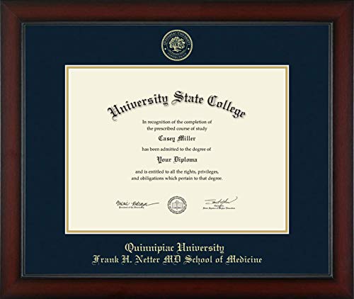 Quinnipiac University Frank H. Netter MD School of Medicine - Officially Licensed - PhD - Gold Embossed Diploma Frame - Document Size 16" x 12"