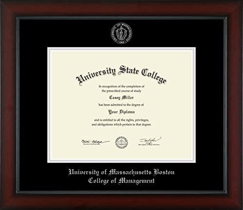 University of Massachusetts Boston College of Management - Officially Licensed - Silver Embossed Diploma Frame - Document Size 11" x 8.5"