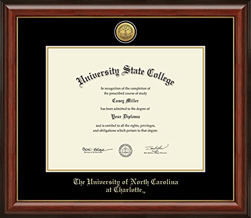 Framerly For The University of North Carolina at Charlotte - Officially Licensed - Gold Medallion Diploma Frame - Document Size 14" x 11"