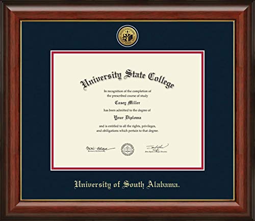 University of South Alabama - Officially Licensed - Bachelor's/Master's - Gold Medallion Diploma Frame - Document Size 11" x 8.5"