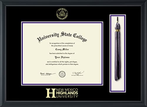 New Mexico Highlands University - Officially Licensed - Gold Embossed Tassel Diploma Frame - Document Size 11" x 8.5"