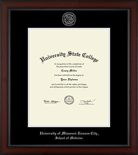 University of Missouri Kansas City School of Medicine - Officially Licensed - Pre-Spring 2021 PhD - Silver Embossed Diploma Frame - Document Size 14" x 17"