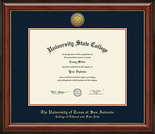 The University of Texas San Antonio College of Liberal and Fine Arts - Officially Licensed - Gold Medallion Diploma Frame - Document Size 14" x 11"