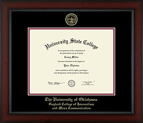 The University of Oklahoma Gaylord College of Journalism and Mass Communication - Officially Licensed - Gold Embossed Diploma Frame - Document Size 11" x 8.5"