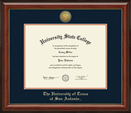 The University of Texas San Antonio - Officially Licensed - Gold Medallion Diploma Frame - Document Size 14" x 11"