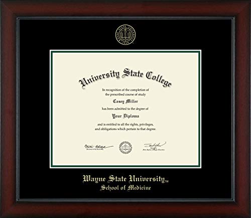 Wayne State University School of Medicine - Officially Licensed - Gold Embossed Diploma Frame - Document Size 12.25" x 9.5"