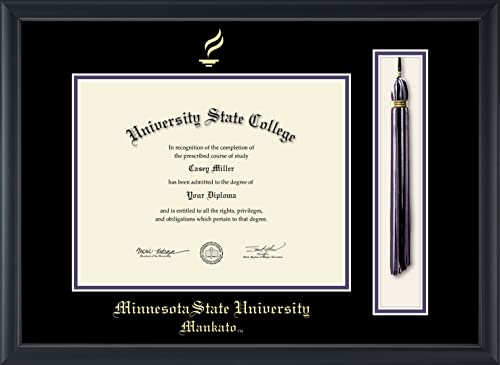 Minnesota State University, Mankato - Officially Licensed - Gold Embossed Tassel Diploma Frame - Document Size 11" x 8.5"