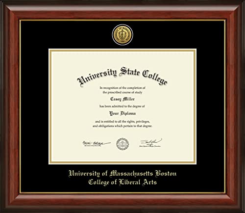 University of Massachusetts Boston College of Liberal Arts - Officially Licensed - Gold Medallion Diploma Frame - Document Size 11" x 8.5"