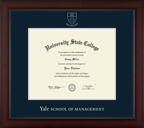 Yale University School of Management - Officially Licensed - Silver Embossed Diploma Frame - Document Size 12.625" x 10.313"