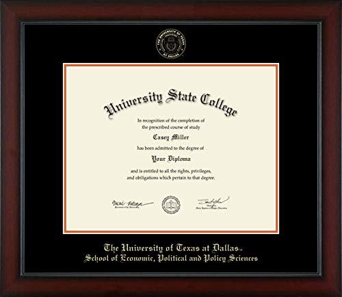 The University of Texas at Dallas School of Economic, Political and Policy Sciences - Officially Licensed - Gold Embossed Diploma Frame - Document Size 14" x 11"