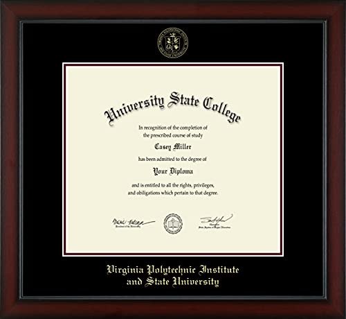 Virginia Polytechnic Institute and State University - Officially Licensed - Gold Embossed Diploma Frame - Document Size 15.5" x 13.5"