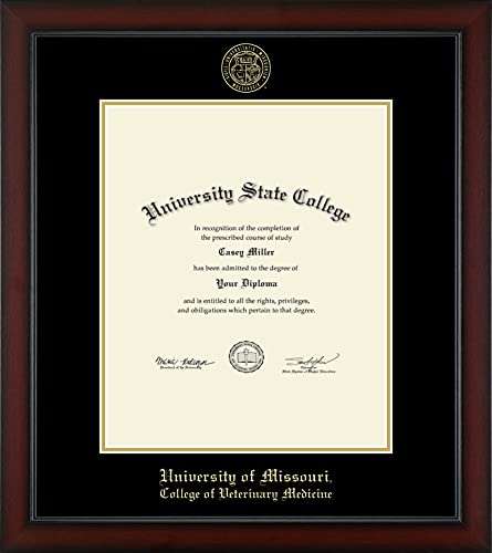 University of Missouri Columbia College of Veterinary Medicine - Officially Licensed - Pre-Spring 2021 PhD - Gold Embossed Diploma Frame - Document Size 14" x 17"