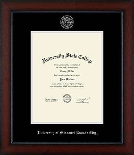 University of Missouri Kansas City - Officially Licensed - Bachelor's/Master's or Spring 2021 to Present PhD - Silver Embossed Diploma Frame - Document Size 8.5" x 11"