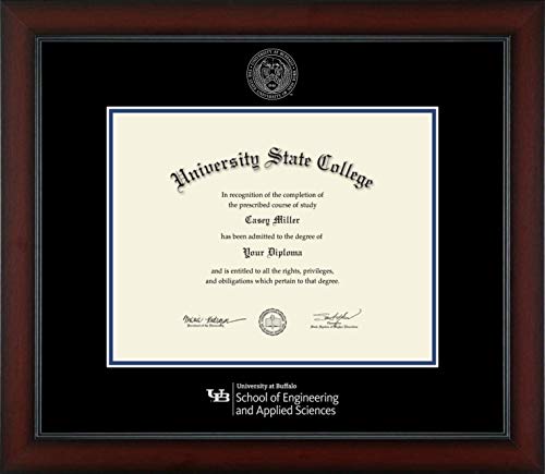 University at Buffalo School of Engineering and Applied Sciences - Officially Licensed - Silver Embossed Diploma Frame - Document Size 12.5" x 9.75"