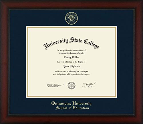 Quinnipiac University School of Education - Officially Licensed - Master's - Gold Embossed Diploma Frame - Document Size 14" x 11"