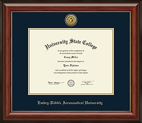 Embry-Riddle Aeronautical University - Officially Licensed - Gold Medallion Diploma Frame - Document Size 11" x 8.5"