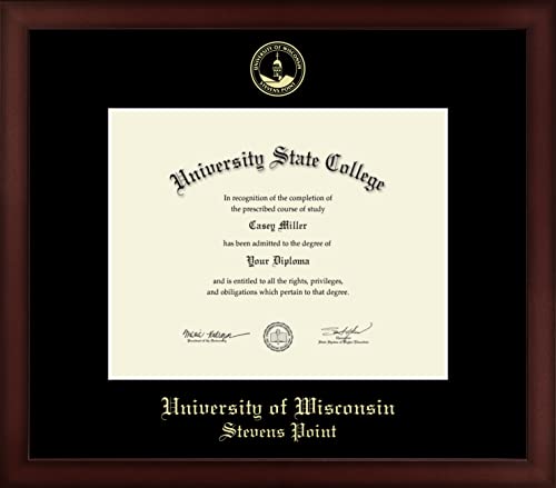 Framerly For University of Wisconsin Stevens Point - Officially Licensed - Gold Embossed Diploma Frame - Document Size 10" x 8"