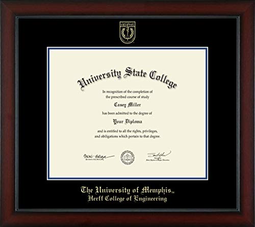 The University of Memphis Herff College of Engineering - Officially Licensed - 2010 to Present PhD - Gold Embossed Diploma Frame - Document Size 17" x 14"