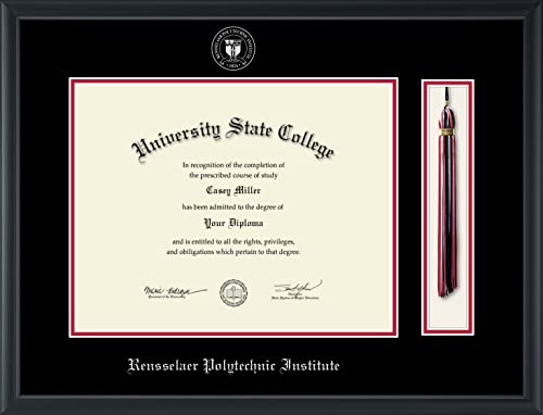 Rensselaer Polytechnic Institute - Officially Licensed - Silver Embossed Tassel Diploma Frame - Document Size 14" x 11"