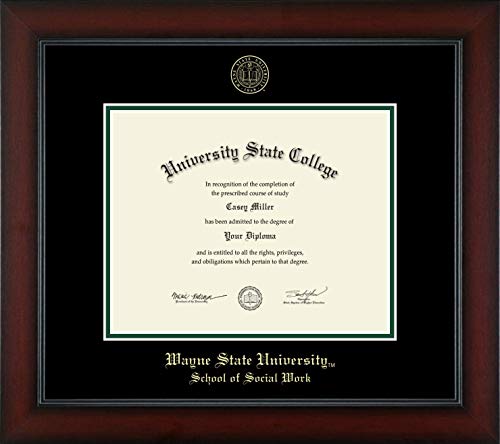 Wayne State University School of Social Work - Officially Licensed - Gold Embossed Diploma Frame - Document Size 10" x 8"