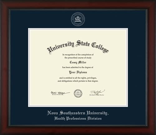 Nova Southeastern University Health Professions Division - Officially Licensed - Silver Embossed Diploma Frame - Document Size 14" x 11"