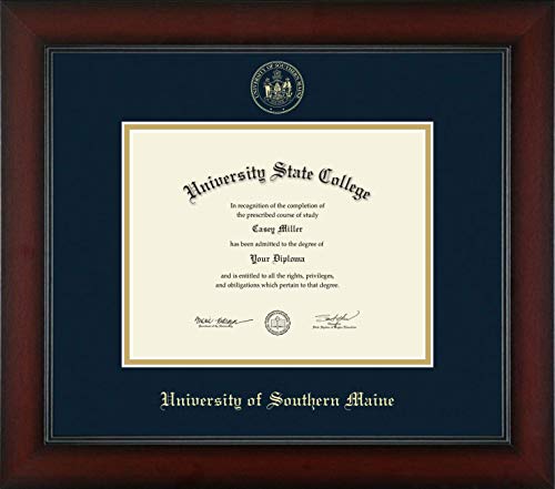 University of Southern Maine - Officially Licensed - Bachelor's - Gold Embossed Diploma Frame - Document Size 9" x 7"