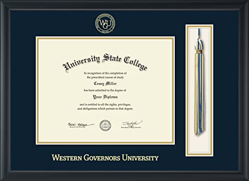 Western Governors University - Officially Licensed - Gold Embossed Tassel Diploma Frame - Document Size 11" x 8.5"