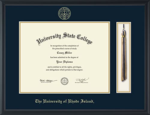 The University of Rhode Island - Officially Licensed - Gold Embossed Tassel Diploma Frame - Document Size 14" x 11"