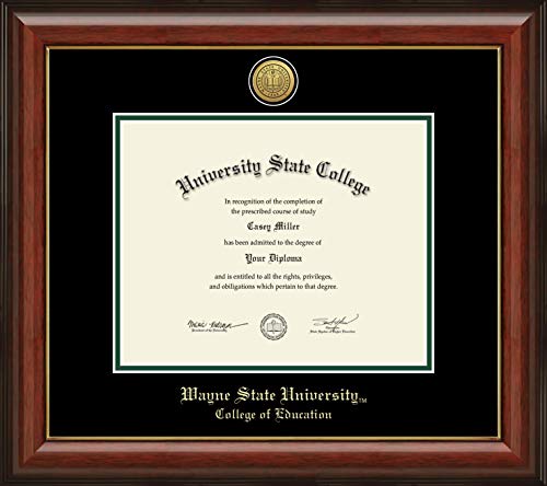 Wayne State University College of Education - Officially Licensed - Gold Medallion Diploma Frame - Document Size 10" x 8"