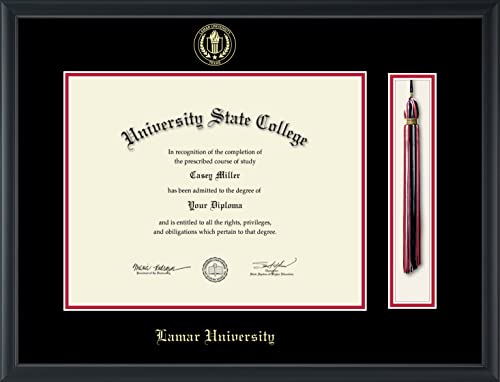 Lamar University - Officially Licensed - Gold Embossed Tassel Diploma Frame - Document Size 14" x 11"