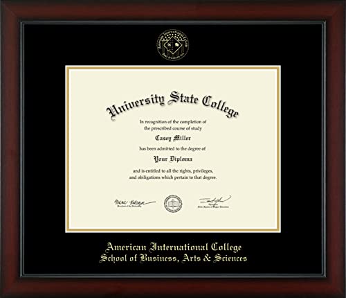 American International College School of Business, Arts & Sciences - Officially Licensed - Gold Embossed Diploma Frame - Document Size 13" x 10"