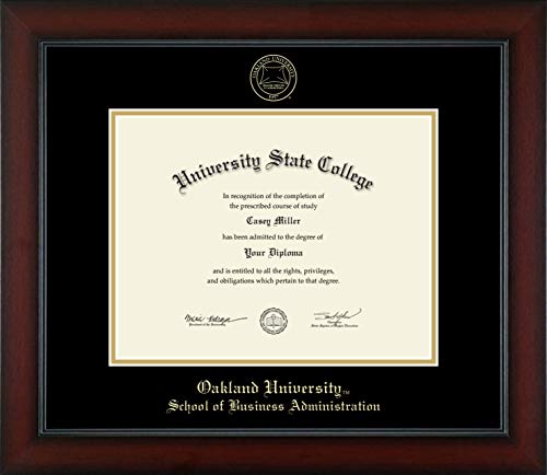 Oakland University School of Business Administration - Officially Licensed - Gold Embossed Diploma Frame - Document Size 11" x 8.5"