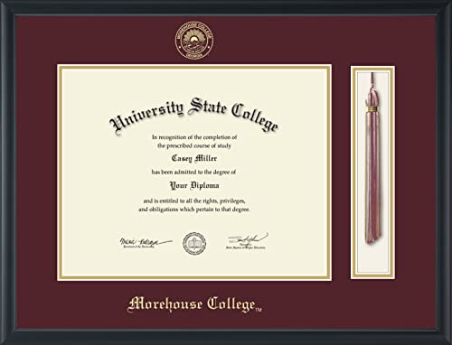 Morehouse College - Officially Licensed - Gold Embossed Tassel Diploma Frame - Document Size 14" x 11"