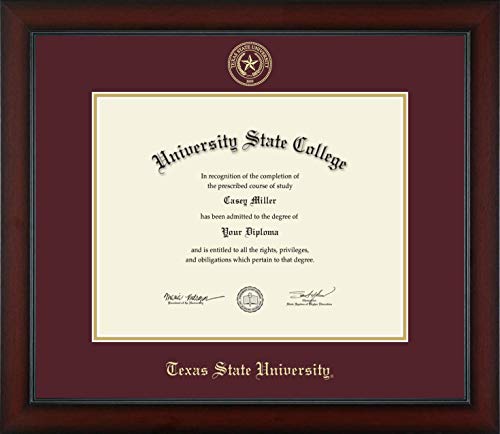 Texas State University - Officially Licensed - Gold Embossed Diploma Frame - Document Size 14" x 11"