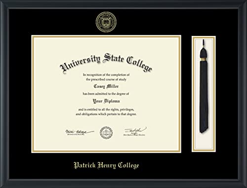 Patrick Henry College - Officially Licensed - Gold Embossed Tassel Diploma Frame - Document Size 14" x 11"