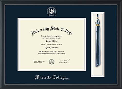 Marietta College - Officially Licensed - Silver Embossed Tassel Diploma Frame - Document Size 11" x 8.5"