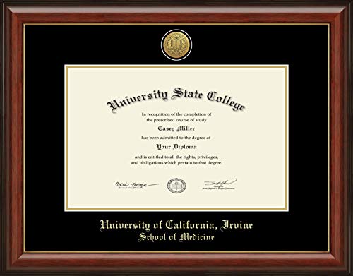 University of California Irvine School of Medicine - Officially Licensed - Gold Medallion Diploma Frame - Document Size 17" x 11"