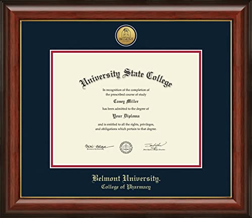 Belmont University College of Pharmacy - Officially Licensed - Gold Medallion Diploma Frame - Document Size 11" x 8.5"