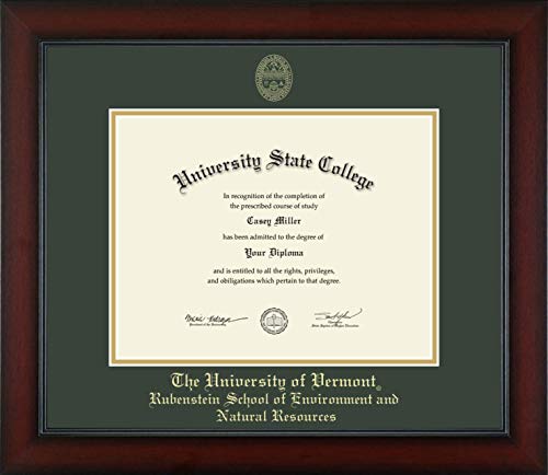 The University of Vermont Rubenstein School of Environment and Natural Resources - Officially Licensed - Bachelor's - Gold Embossed Diploma Frame - Document Size 11" x 8.5"