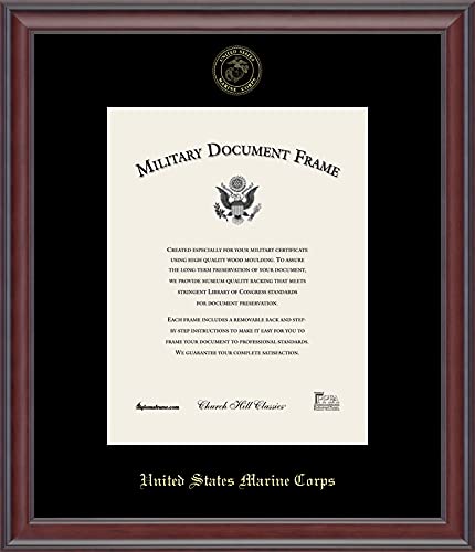 Church Hill Classics United States Marine Corps Certificate Frame - Featuring Studio Moulding - Vertical Orientation - Officially Licensed - Document Size 8.5" x 11"