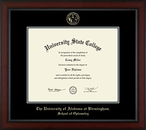 The University of Alabama at Birmingham School of Optometry - Officially Licensed - PhD - Gold Embossed Diploma Frame - Document Size 17" x 14"