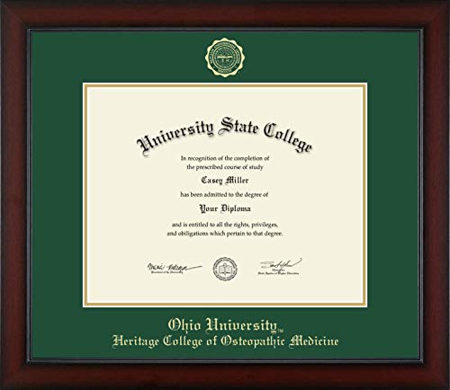 Ohio University Heritage College of Osteopathic Medicine - Officially Licensed - Bachelor's/Master's - Gold Embossed Diploma Frame - Document Size 14" x 11"