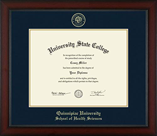 Quinnipiac University School of Health Sciences - Officially Licensed - Master's - Gold Embossed Diploma Frame - Document Size 14" x 11"