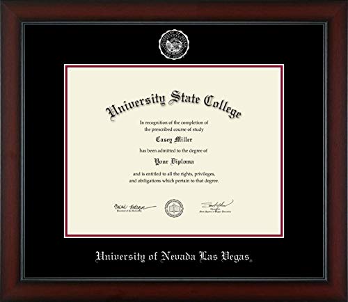 University of Nevada Las Vegas - Officially Licensed - PhD - Silver Embossed Diploma Frame - Document Size 14" x 11"