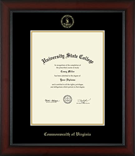 Commonwealth of Virginia - Officially Licensed - Gold Embossed Official State Seal Document Frame - Certificate Size 8.5" x 11"