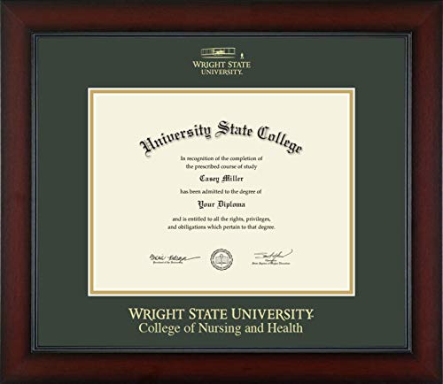 Wright State University College of Nursing and Health - Officially Licensed - Gold Embossed Diploma Frame - Document Size 11" x 8.5"